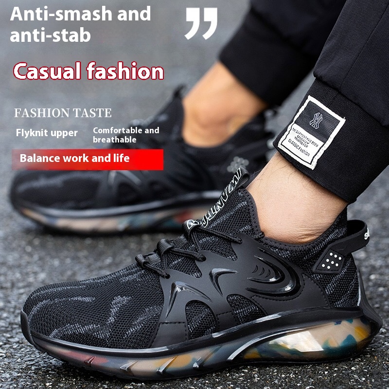 Steel Toe Cap Anti-smashing And Anti-penetration Soft Bottom Sports Anti-slip Safety Shoes foto 3