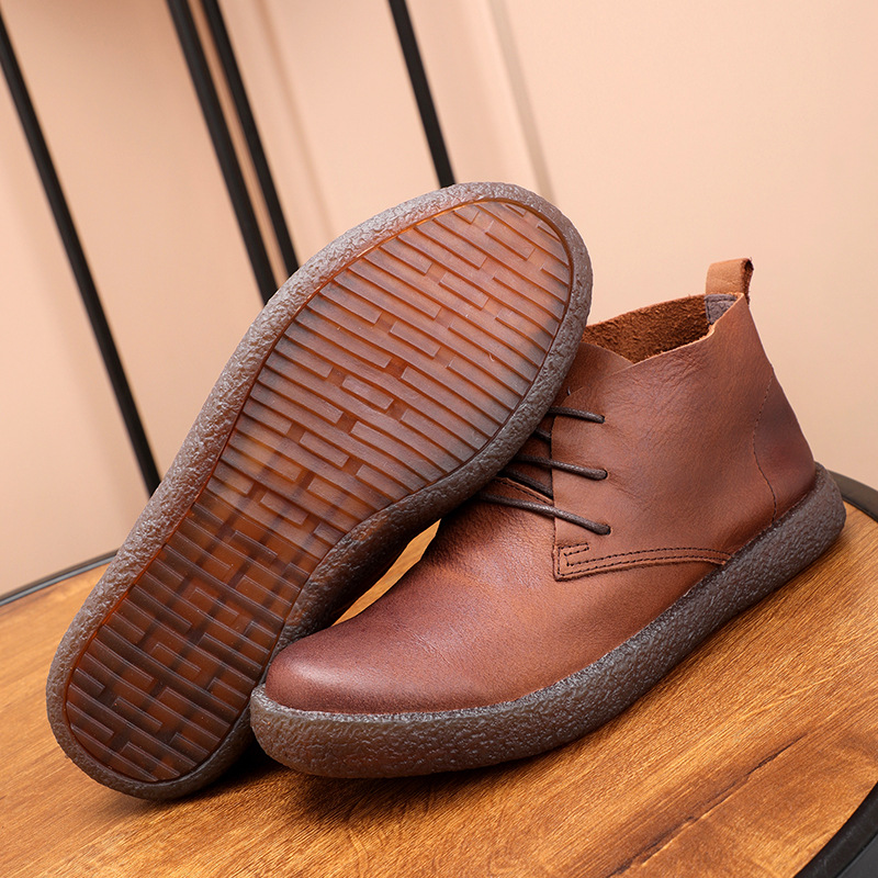 Vintage Distressed Soft Leather Rubber Sole Martin Boots foto 4