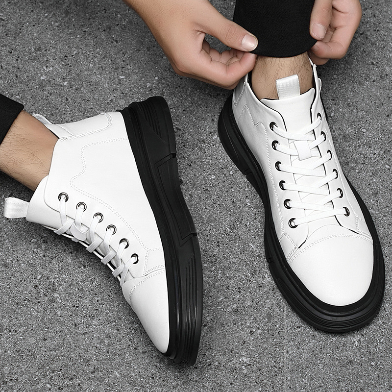 High-top Men's Shoes Winter Men's Leather Shoes Leather Casual foto 2