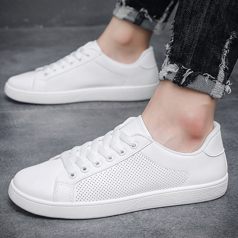 Breathable White Shoes Men's Casual Leather Shoes foto 5