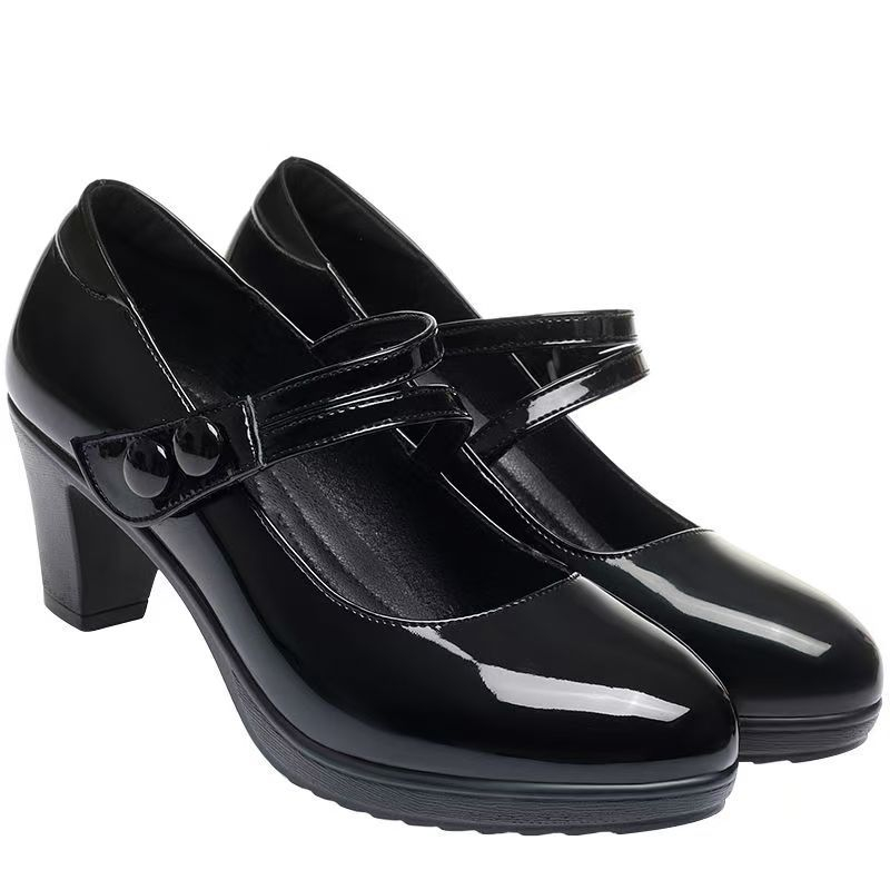 Genuine Soft Leather Womens Pumps With A Round Toe And High Heel foto 2