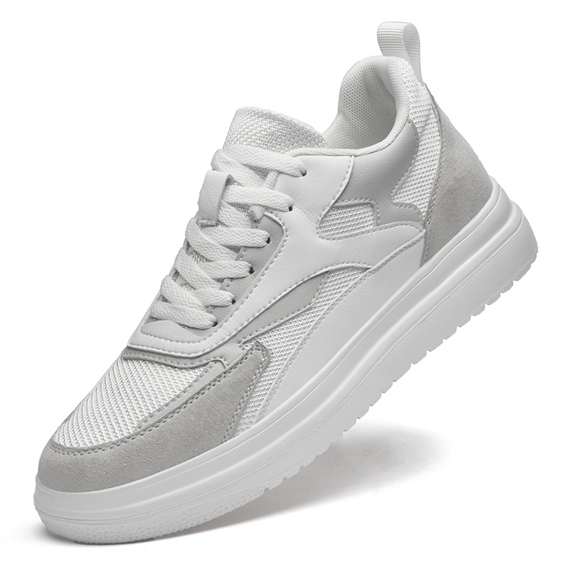 Cowhide Stitching Mesh White Shoes foto 3