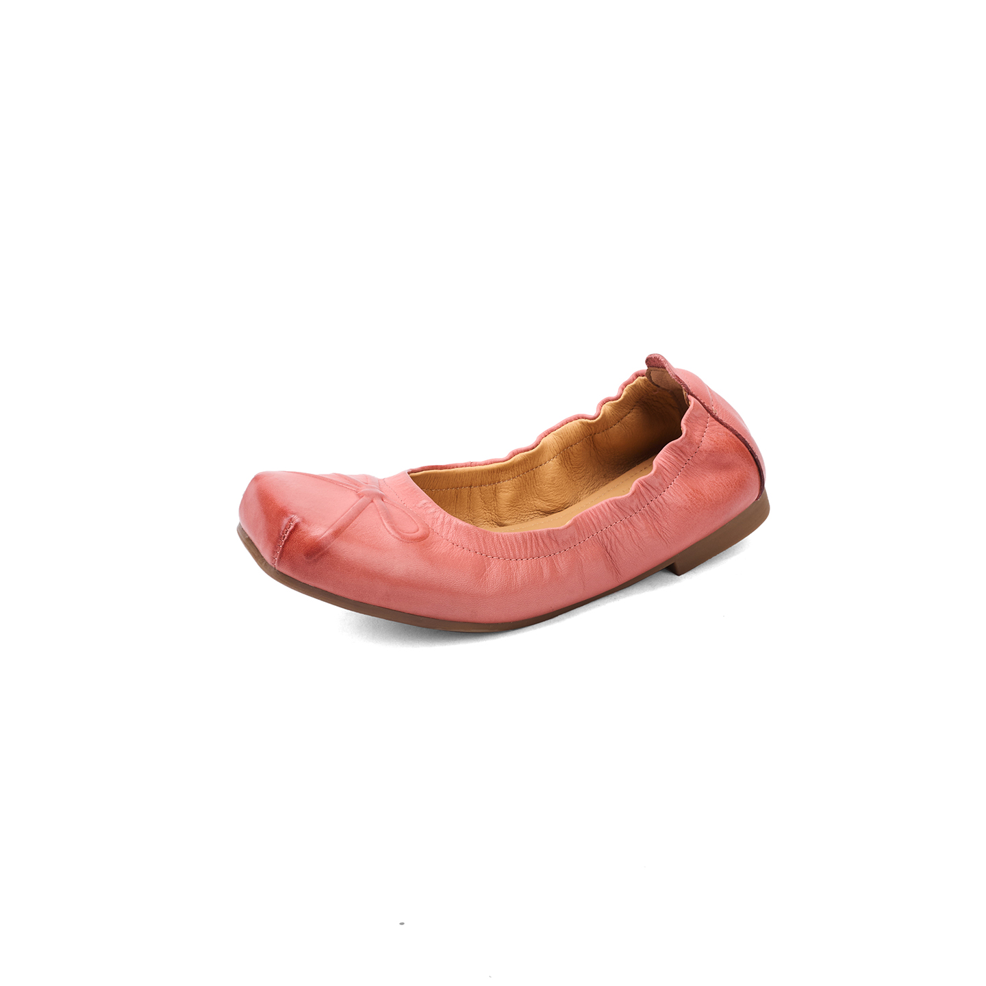 Women's Premium Full Grain Leather Ballet Flats, Square Toe Bow Slip-On Shoes For Women foto 3
