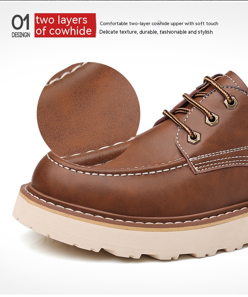 Martin Boots Men's Low Top Retro Casual Shoes British Style Worker Boot Low-top Height Increasing Big Scalp Shoes foto 2