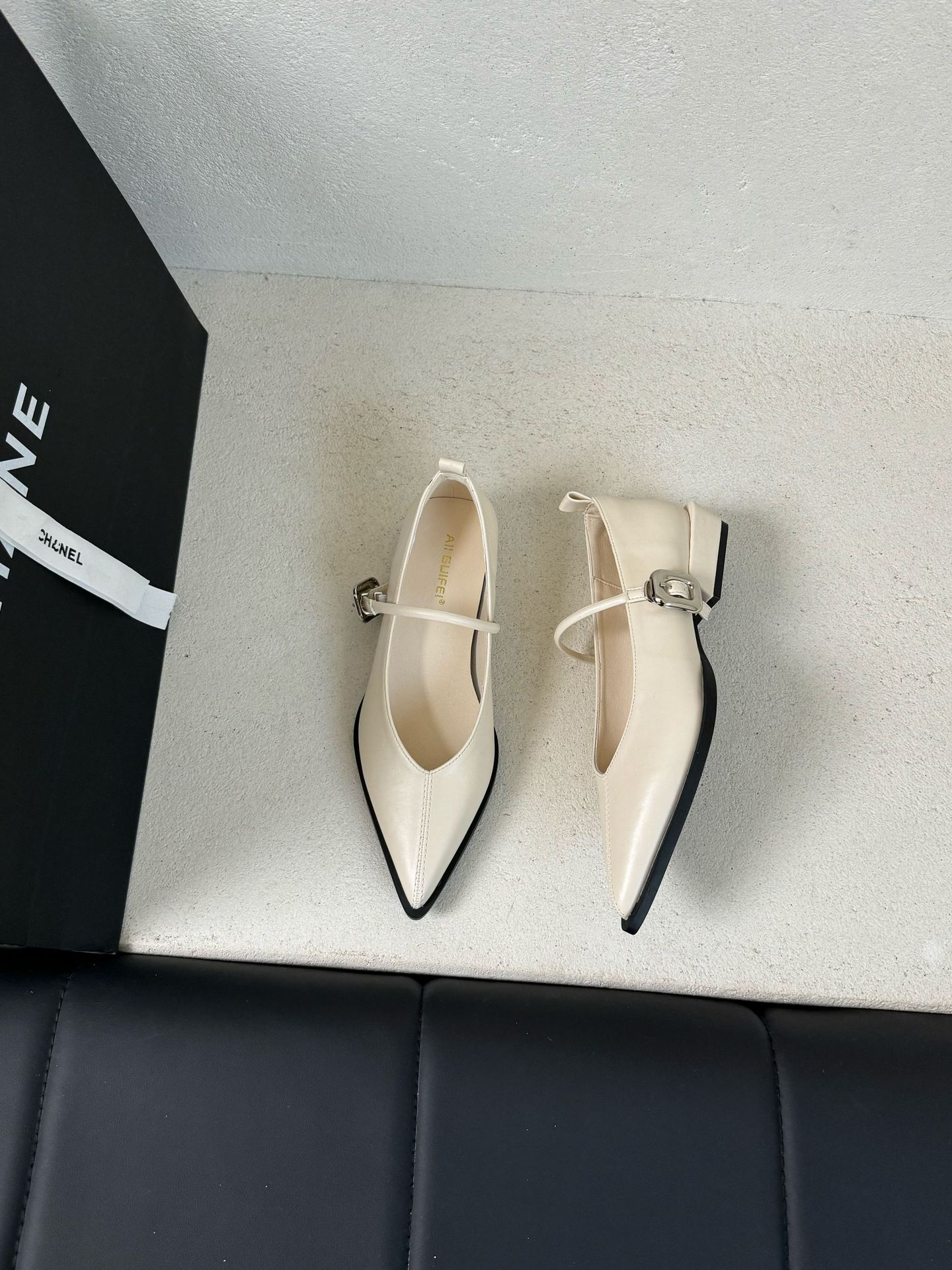 Womens Chunky-Heeled French-Style Retro Pointed-Toe Brown Mary Jane Shoes foto 4