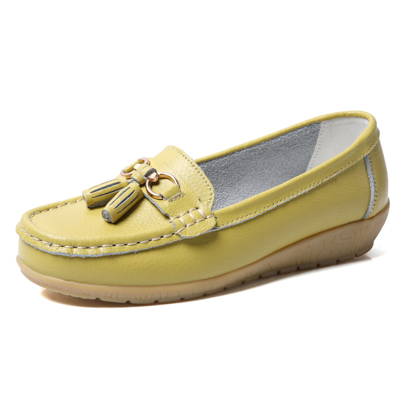 Two-layer Calf Leather Shoes Low-top Slip-on Women's Shoes foto 3