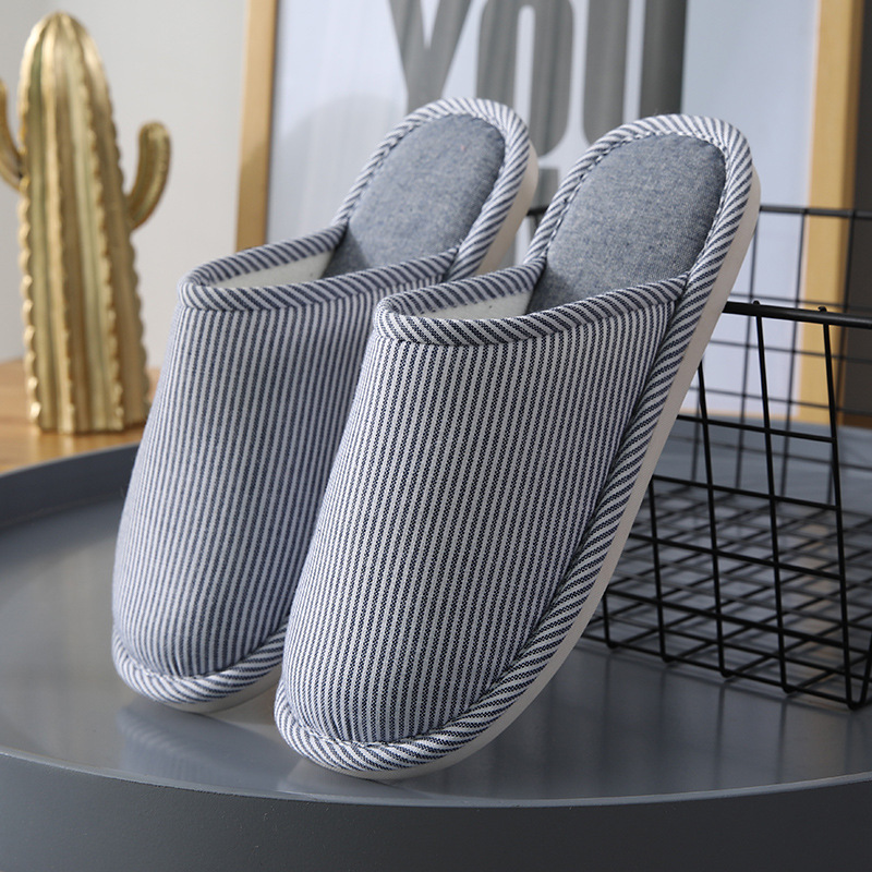 Household Stripes Home Indoor Non Slip Cotton Slippers foto 2