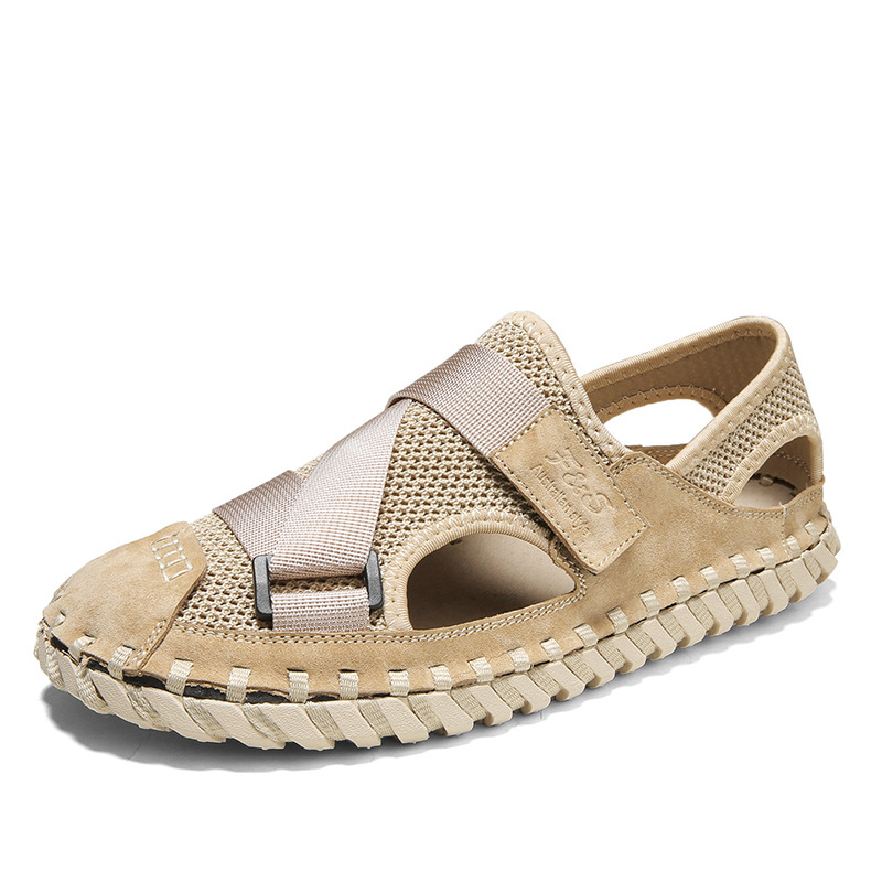 Summer Hollow Men's Soft Bottom Beach Shoes Breathable Mesh Sandals foto 4