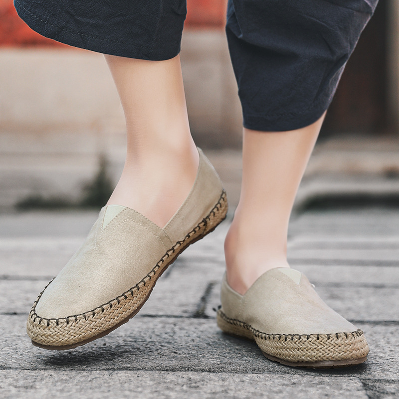 Summer Breathable Canvas Slip-on Lofter Men's Casual Linen Cloth Shoes foto 2