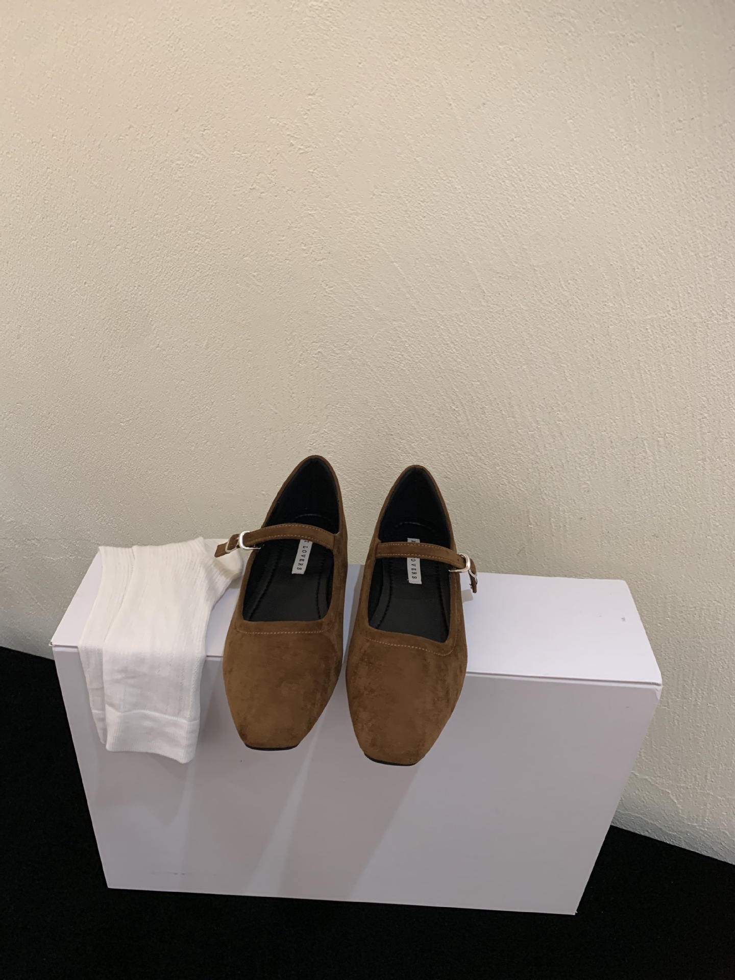 Vintage Suede Black Leather Flat Shoes Women's Buckle Comfortable Soft Bottom foto 5
