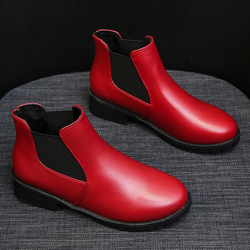 New Springautumn Red Dr Martens-style Boots With A Round Toe And Chunky Heel foto 3