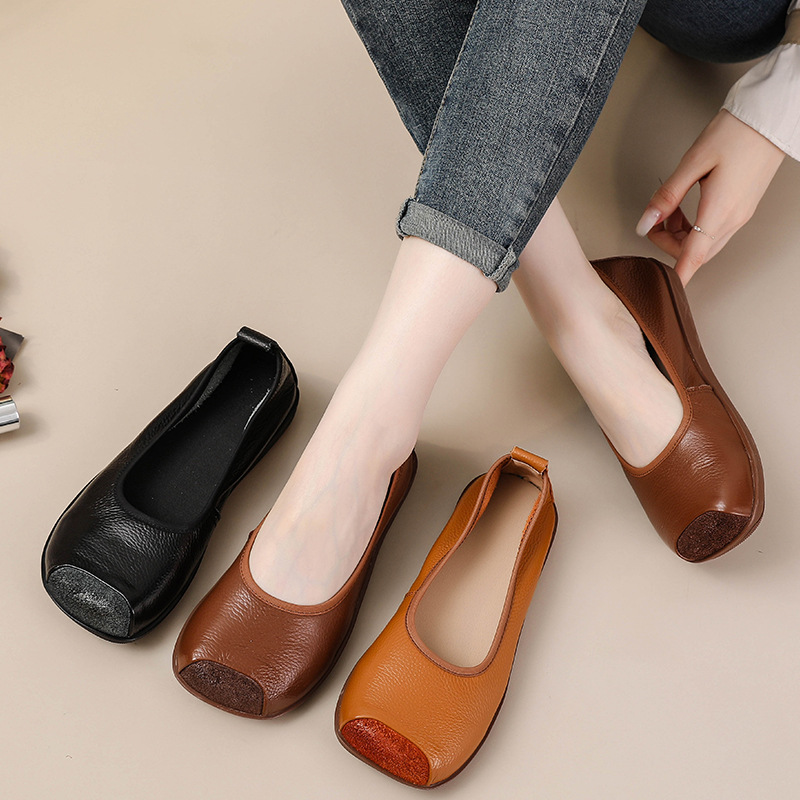 First Layer Cow Autumn Leather Shoes Flat Heel Comfort foto 3