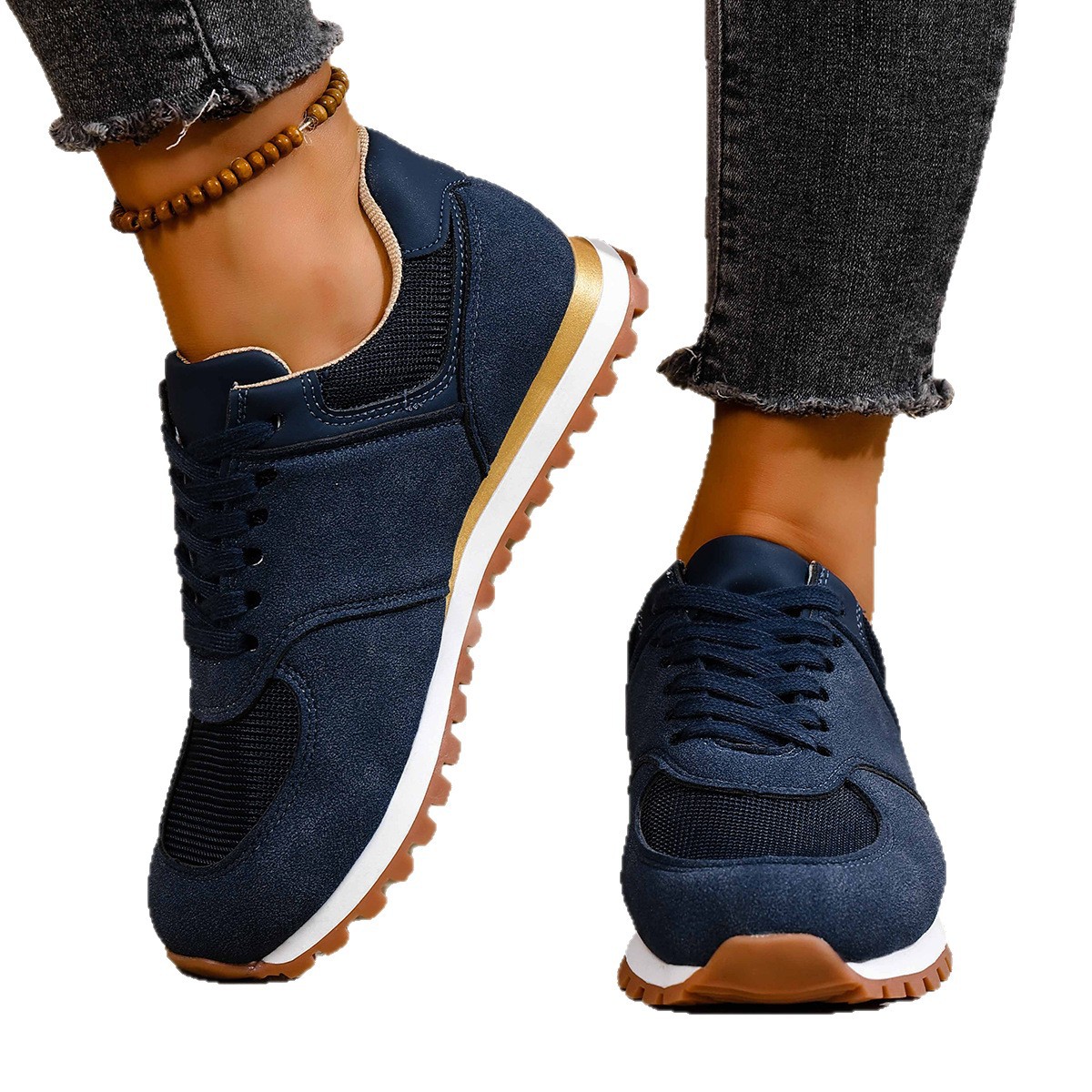 Women's Canvas Round Toe Shallow Mouth Lace-up Casual Shoes foto 2