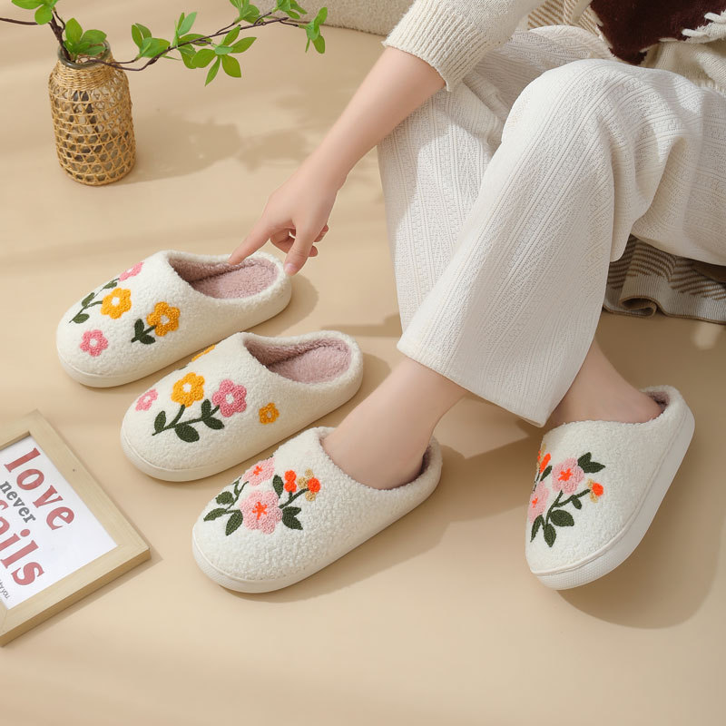 Three-color Flower Cotton Slippers Women's Warm Indoor Slippers foto 2