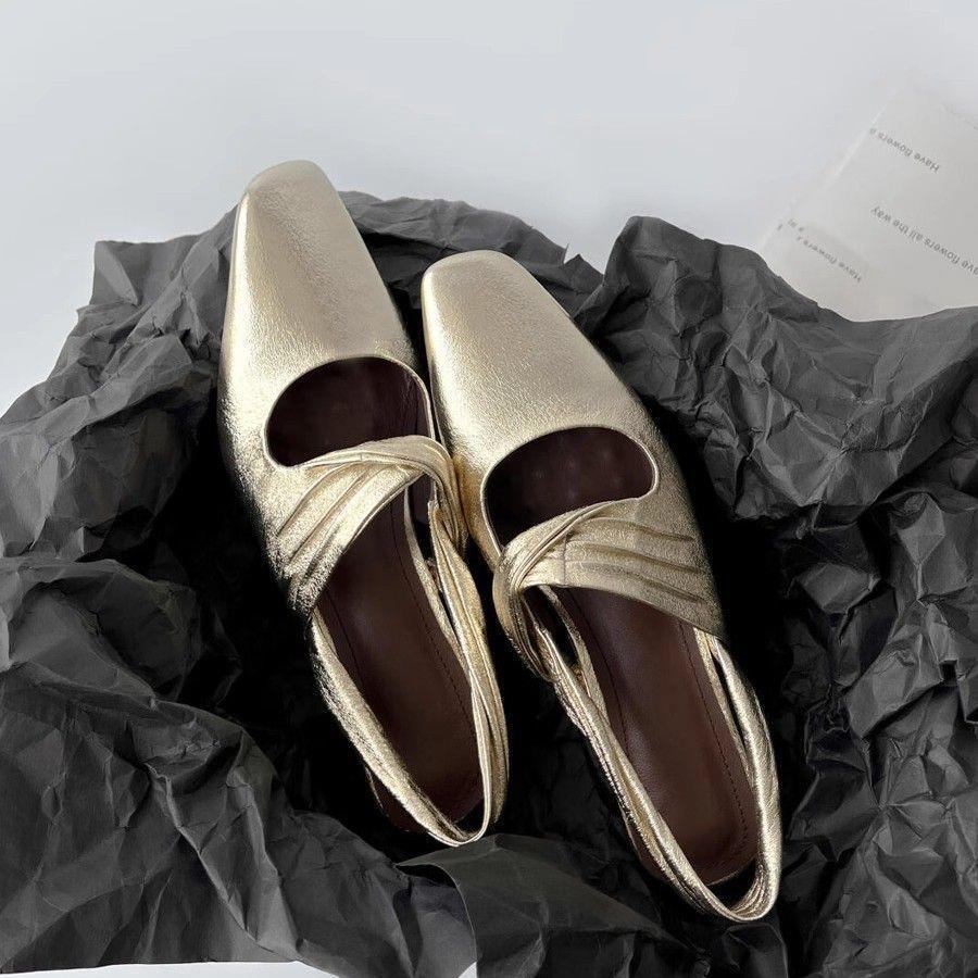 Back Hollow Chunky Heel Shallow-Vamp Retro Square-Toe Pumps foto 3