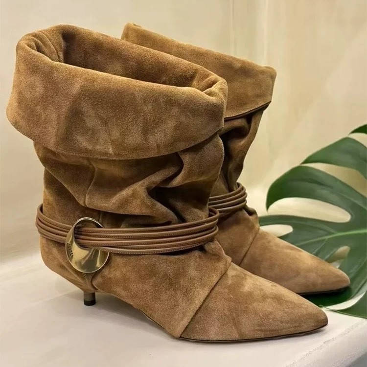 Womens Retro Pointed-Toe Stiletto Western Cowboy Boots foto 4