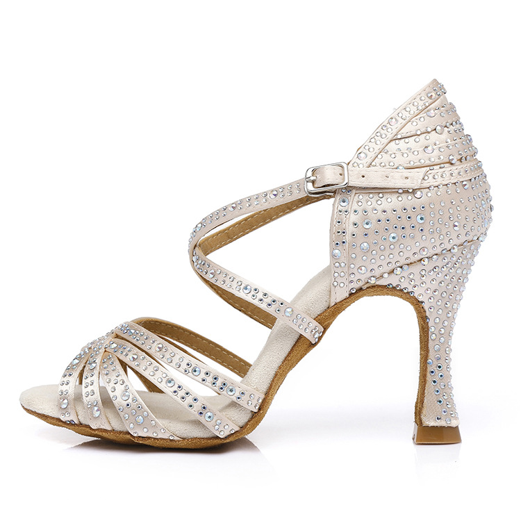 Latin Dance Shoes Hot Drilling Full Drilling Middle Heel