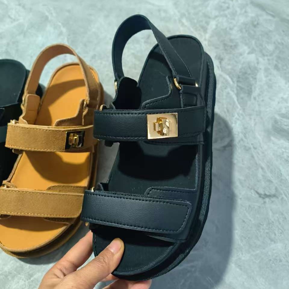 Plus Size Platform Sandals Suede Velcro Outdoor Roman Sandals Women's Shoes foto 5