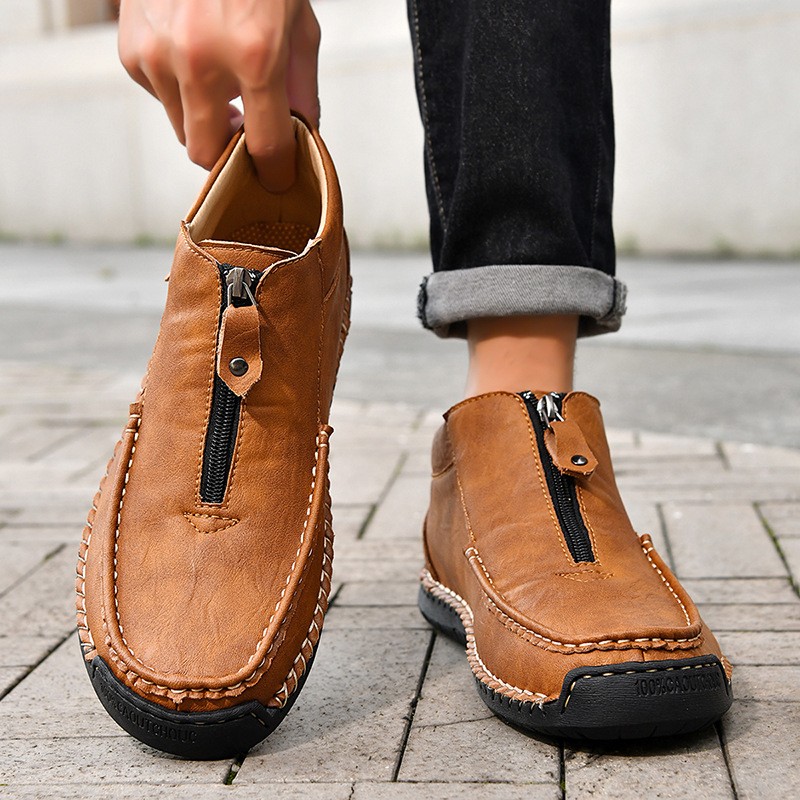 Slip-on Men's Leather Shoes Low-top Plus Size Loafers foto 2