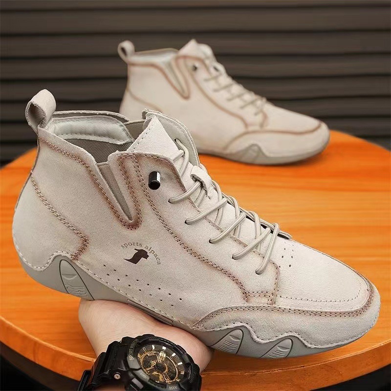 Men's Simple Printed Genuine Leather Working Wear Ankle Boots foto 3