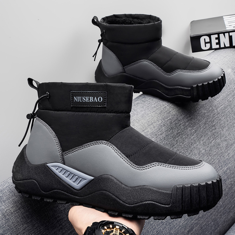 Warm Outdoor Casual Cotton Boots Stylish Mid-top Warm Men's Shoes foto 2