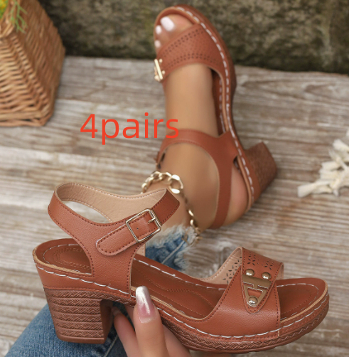 Chunky-heel Large-size High-heeled Sandals For Women Casual And Comfortable foto 3