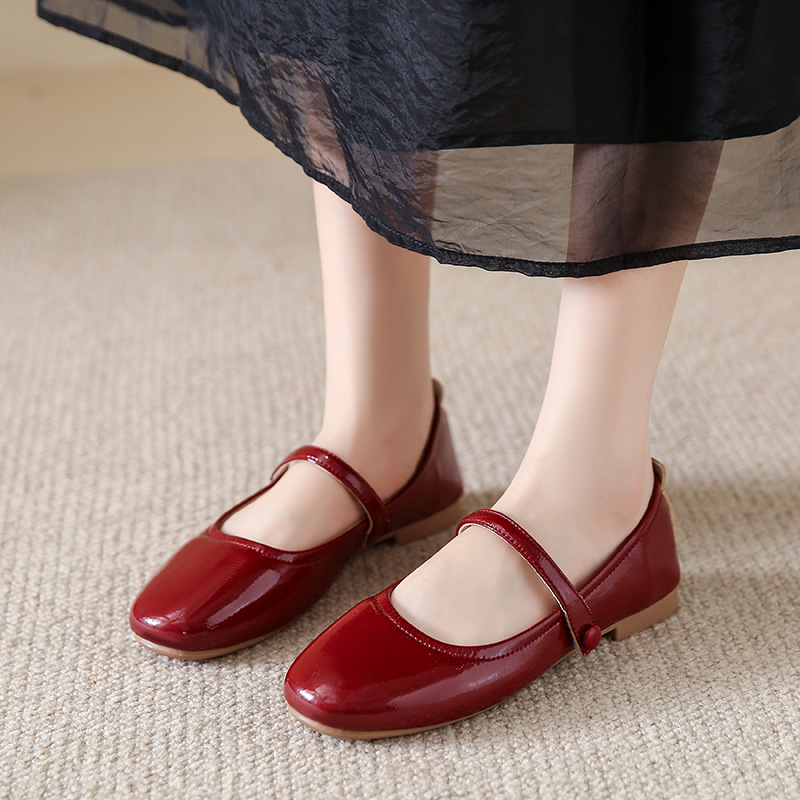 Casual One-strap Low-heeled Round-toe Mary Jane Leather Shoes foto 5