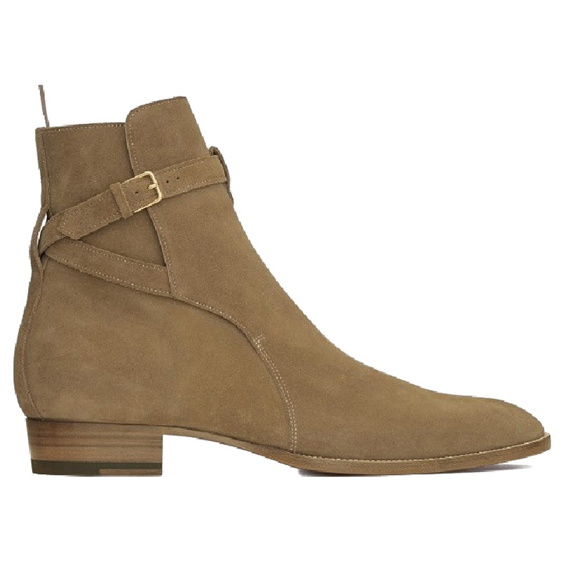 Pointed-toe Authentic Leather British Buckle Martin Boots Men's Fashion foto 2