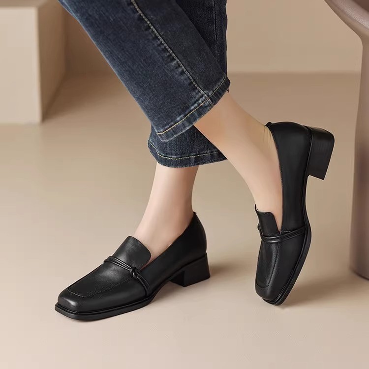 Spring And Autumn New Square Head Women's Chunky Heels Fashion British Style foto 2