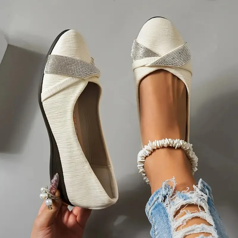 Round Toe Flat Bottom Fashion Rhinestone Low-cut Slip-on Women's Casual Shoes foto 5