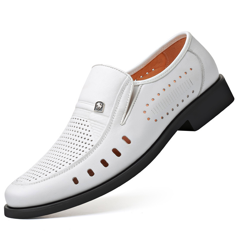 Breathable Leather Sandals Thin Hollow Soft Leather Men's Shoes foto 5