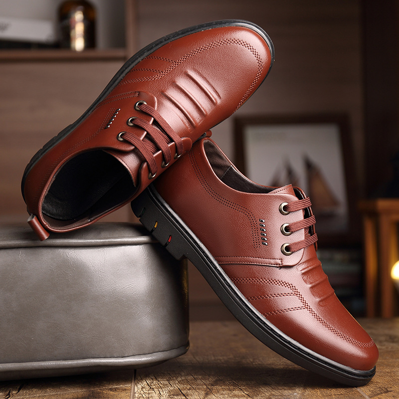 Men's Leather Shoes Fall Business Formal Wear Breathable Casual foto 4