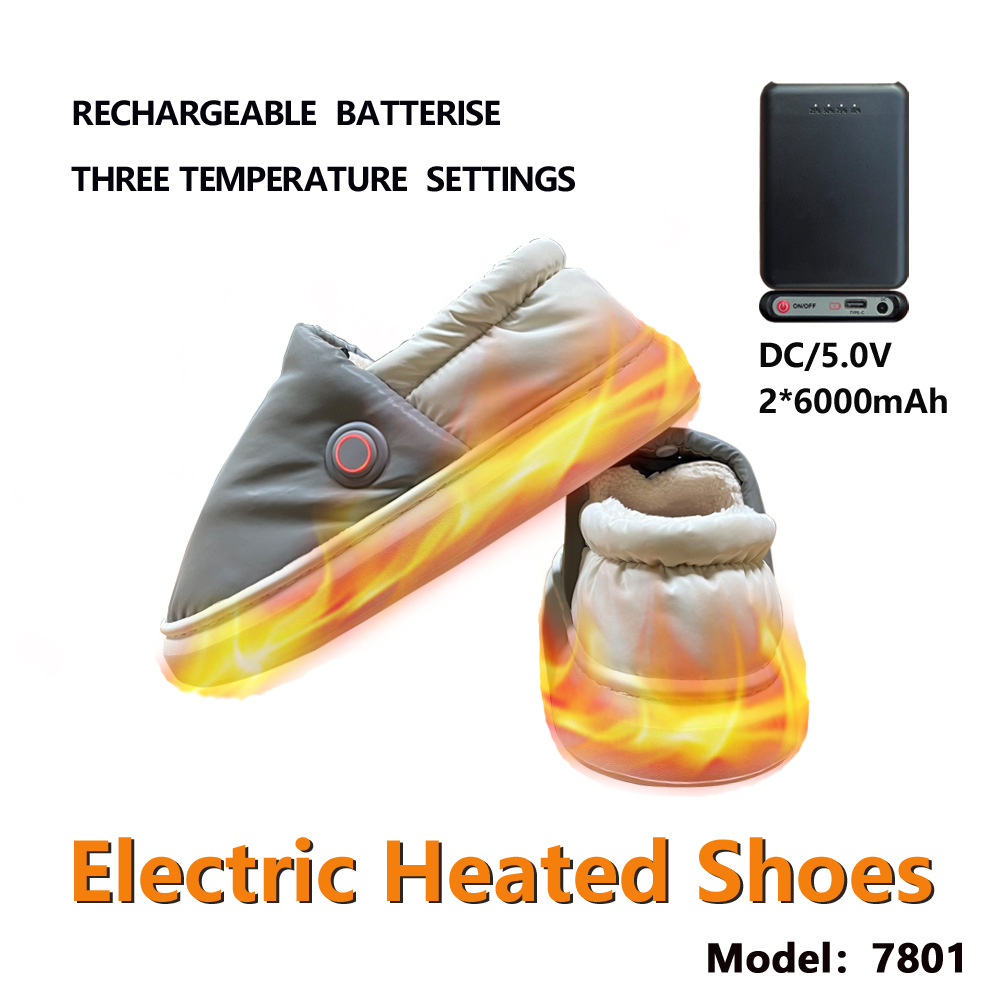 Long Endurance Battery Heating Cotton Shoes Warm Feet Heating Slippers foto 3