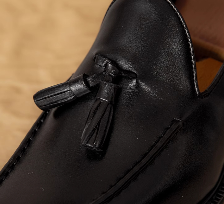 Men's Commuter's All-matching Fringed Leather Shoes Genuine Leather All-match Slip-on Loafers foto 4