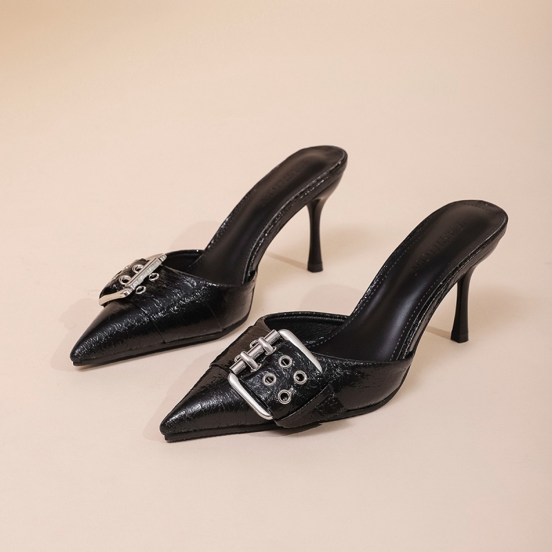 Women's Buckle Decoration Pointed Strap High Heels foto 4