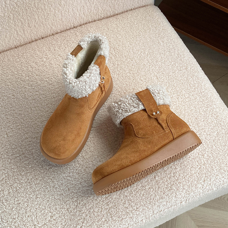 Womens Retro Warm Fuzzy Cotton Shoes foto 5
