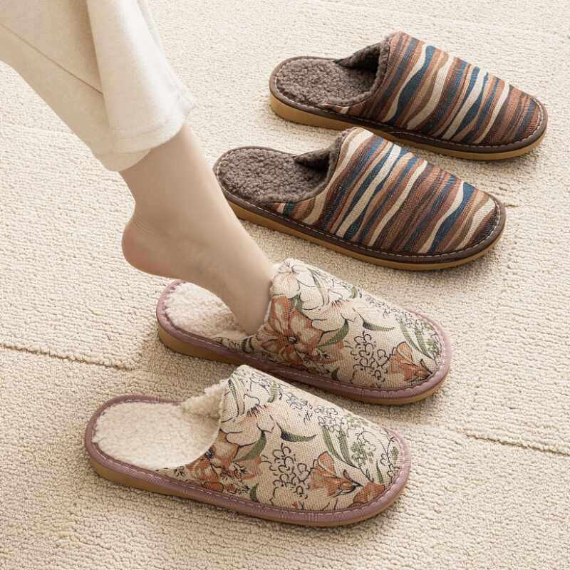 Warm Winter Linen Surface Household Cotton Slippers foto 3