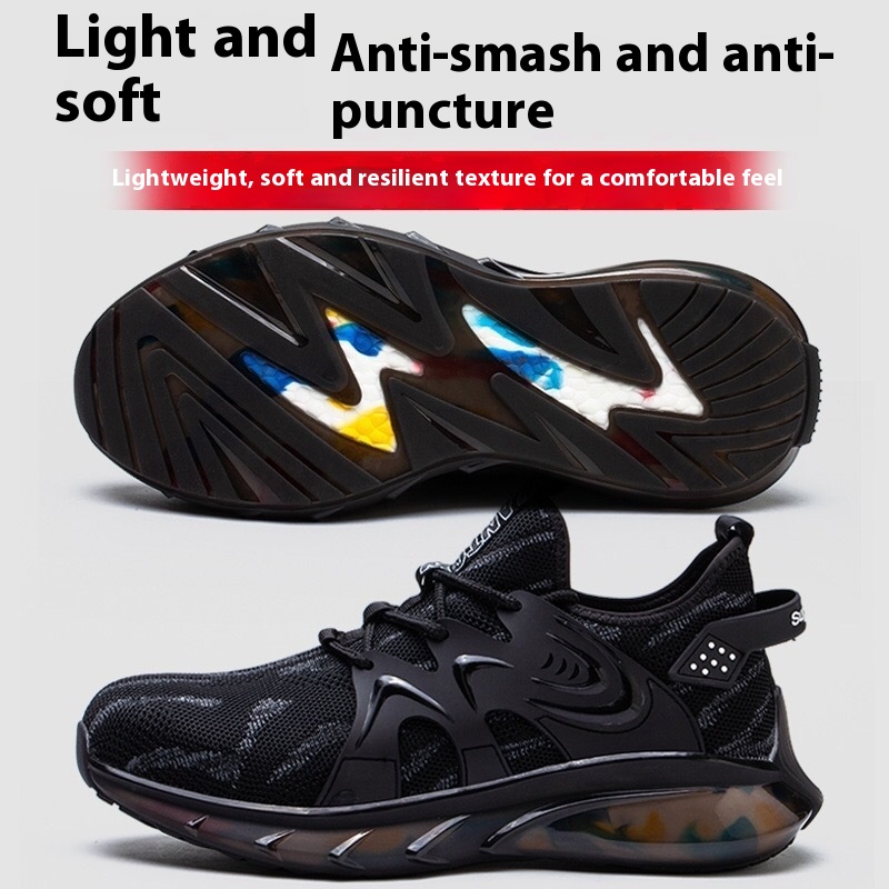 Steel Toe Cap Anti-smashing And Anti-penetration Soft Bottom Sports Anti-slip Safety Shoes foto 5