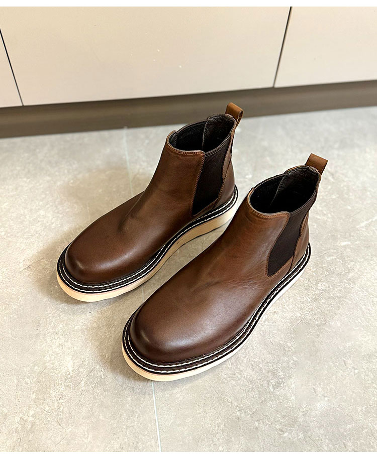 Men's Leather Platform High-top Leather Shoes Martin Boots foto 3