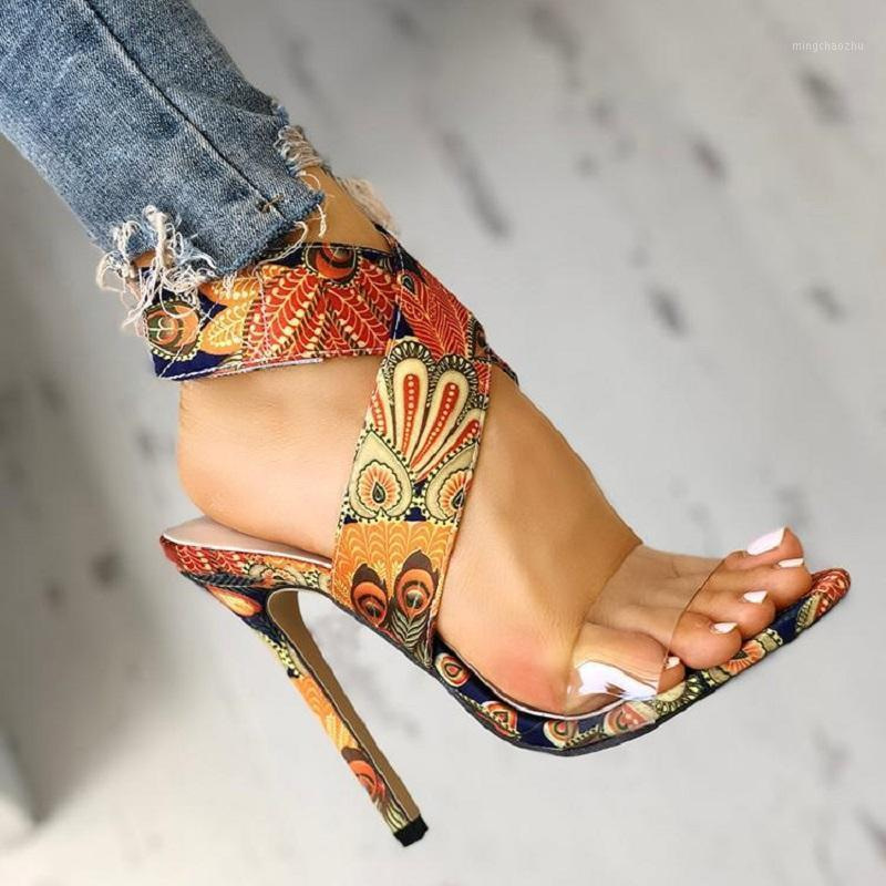 Fashionable Printed Stiletto Heel Plus-Size Womens Sandals foto 3