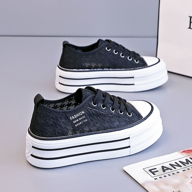Womens Summer Breathable Lace Mesh Shoes With 5cm Thick Sole For Height Increase foto 2