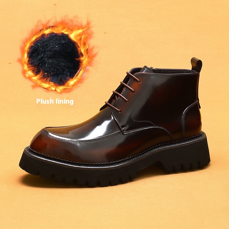 Martin Boots Leather Zipper Patent Leather Glossy British Platform Ankle Boots foto 3