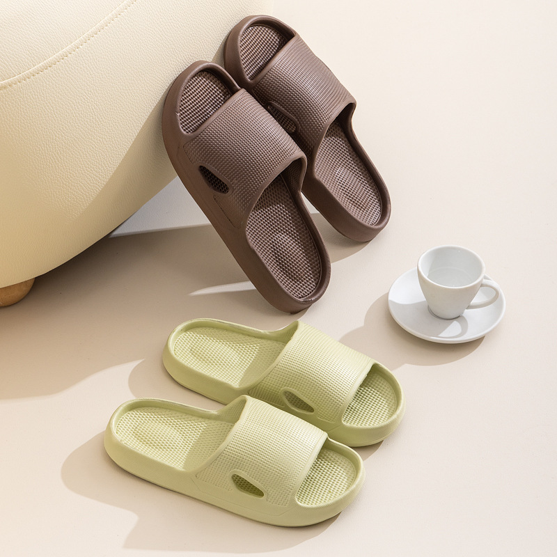 Solid Color Thick Bottom Home Slippers Summer Non-slip Floor Bathroom Slipper Women Men Couples Shoes foto 2