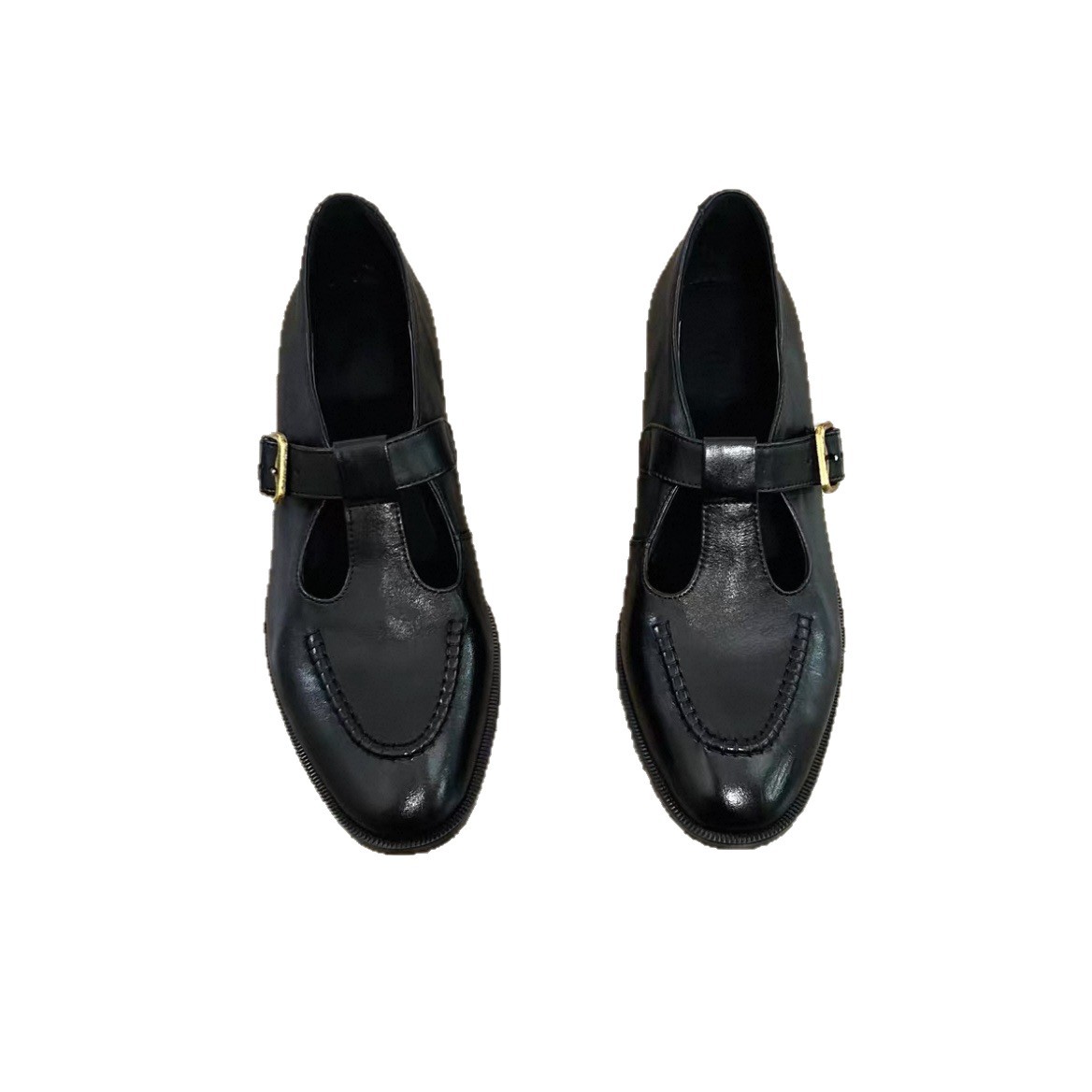 Spring British-style Retro T-Strap Chunky Heel Round-toe Commuter Pumps foto 5