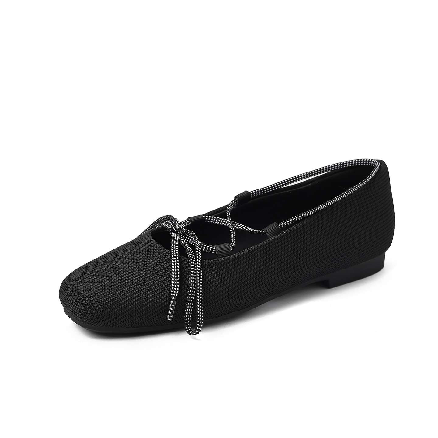 Women's Handmade Linen Slip-On Flats, Square Toe Low Heel Vintage Shoes With Sheepskin Lining & TPR Sole foto 3