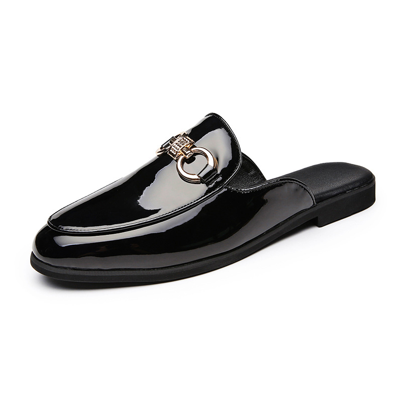 Lazy Leather Slippers Men's Heel-free Slip-on foto 5
