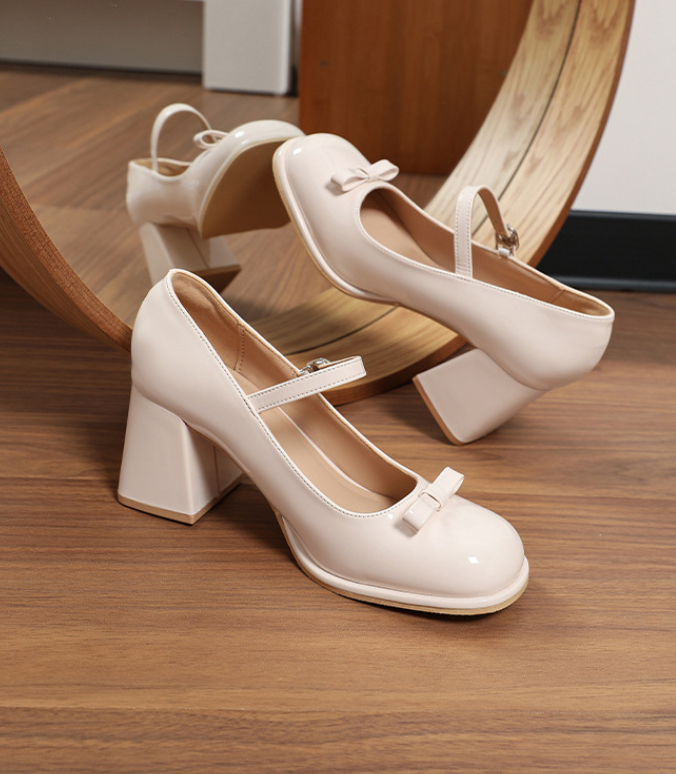 Chunky Heel Round Toe Large Size Wide Feet Mary Jane Shoes Women foto 3