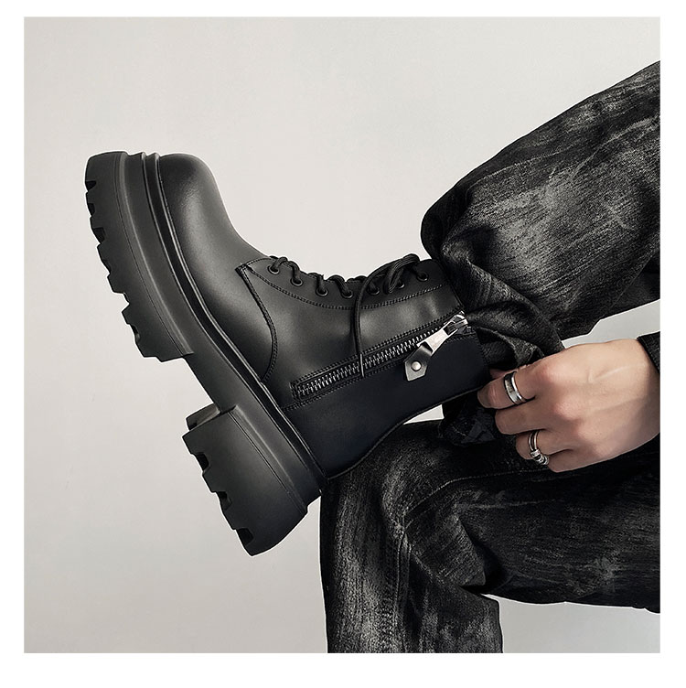 Autumn And Winter Leather Martin Boots High-top Leather Shoes Men's Shoes Fleece-lined foto 2