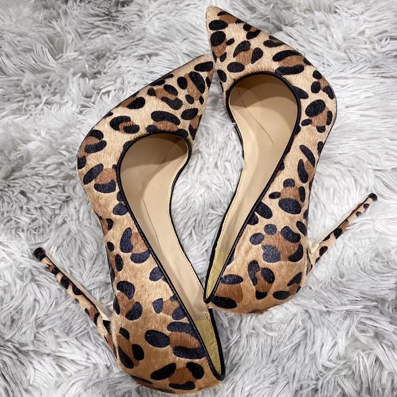 Suede Leopard Print High Heels For Women foto 4