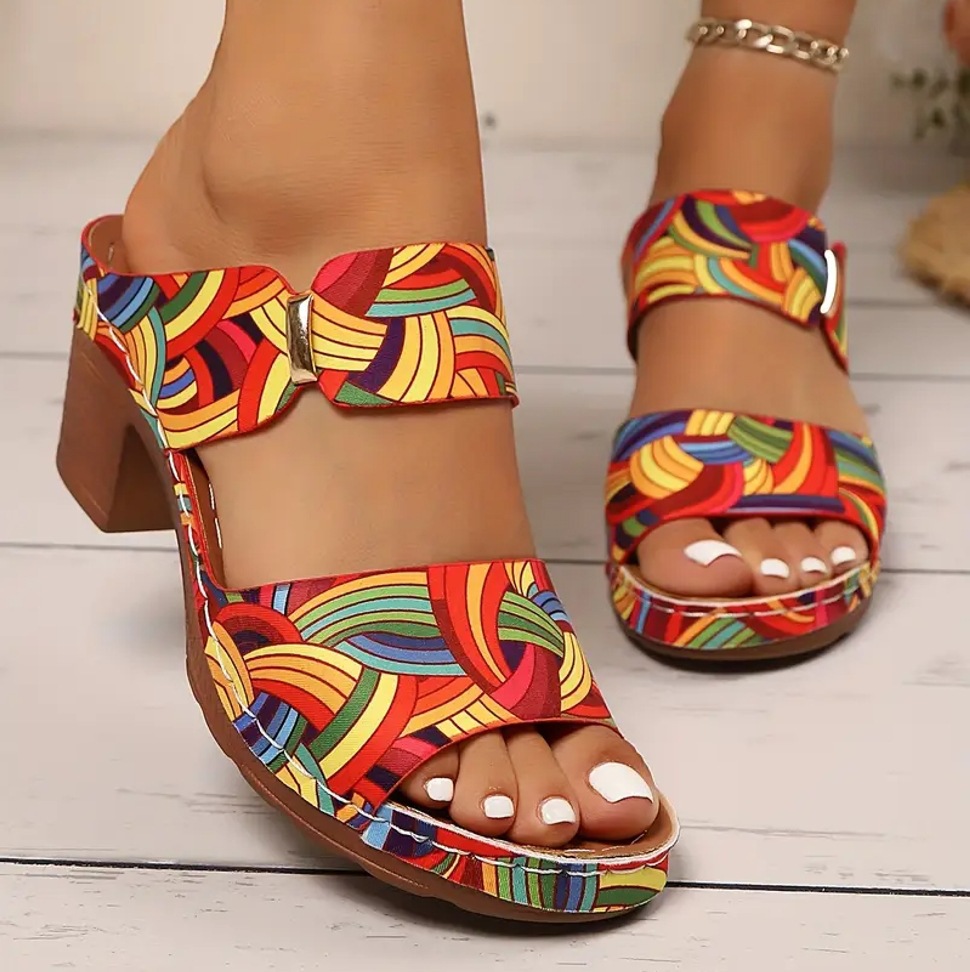 Graffiti High-heel Slide Sandals For Women With A Bucklelightweight And Easy To Wear foto 4